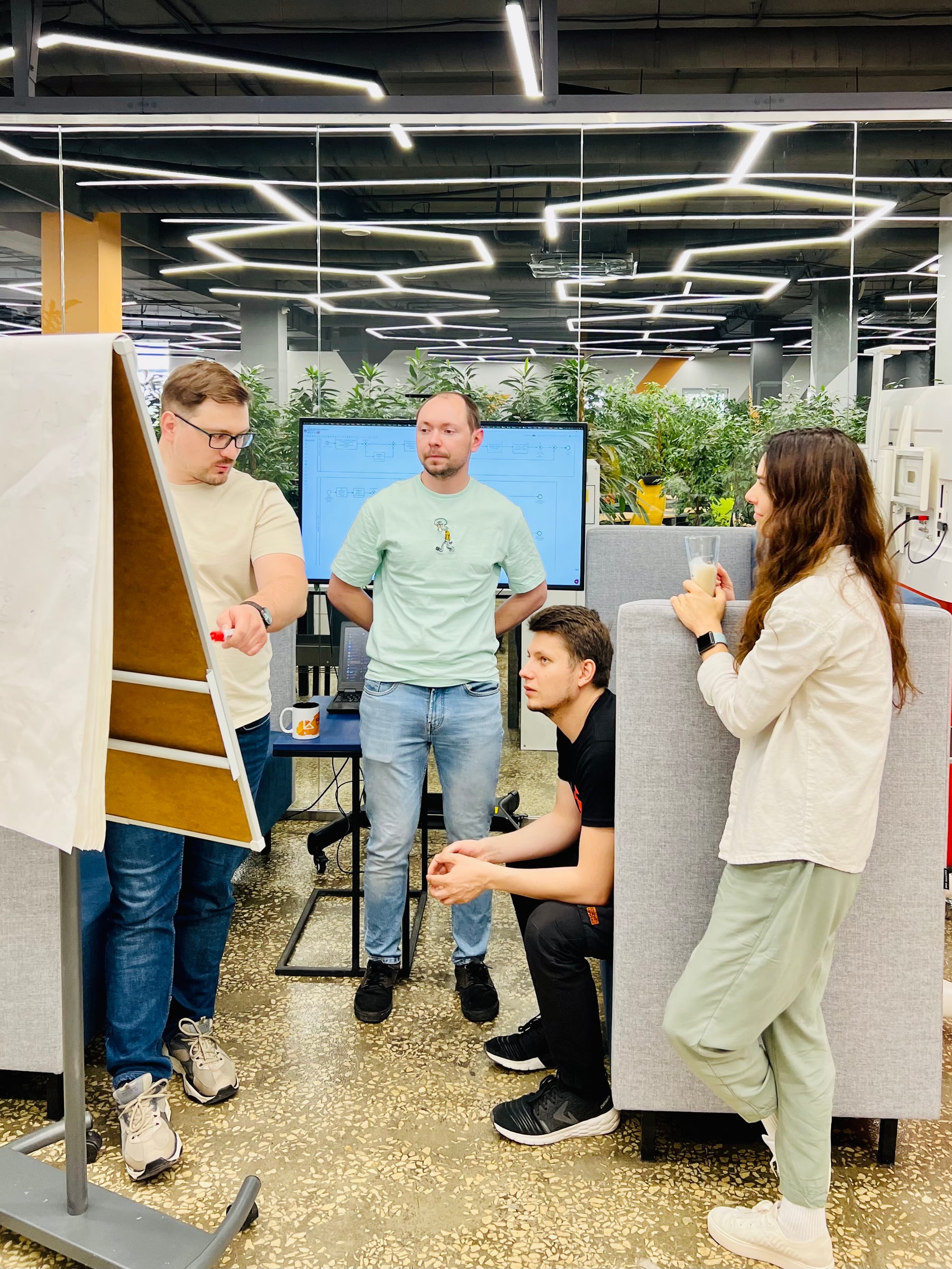 Команда KT.Team проводит рабочую сессию у флипчарта